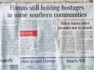 Jerusalem Post, 8 Oct 2023, pg 1.